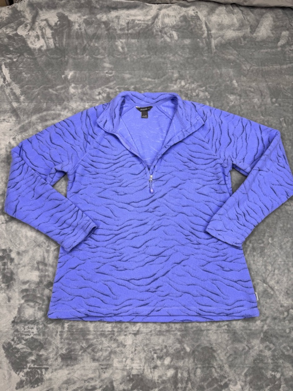 Eddie Bauer Periwinkle Textured‎ Quarter-Zip Pullover